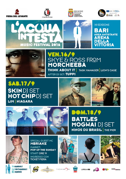 L'Acqua in Testa music festival - Bari 16 - 18 Settembre